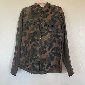 International Concepts Camouflage Snap Top Womens Medium Shirt Jacket Shacket